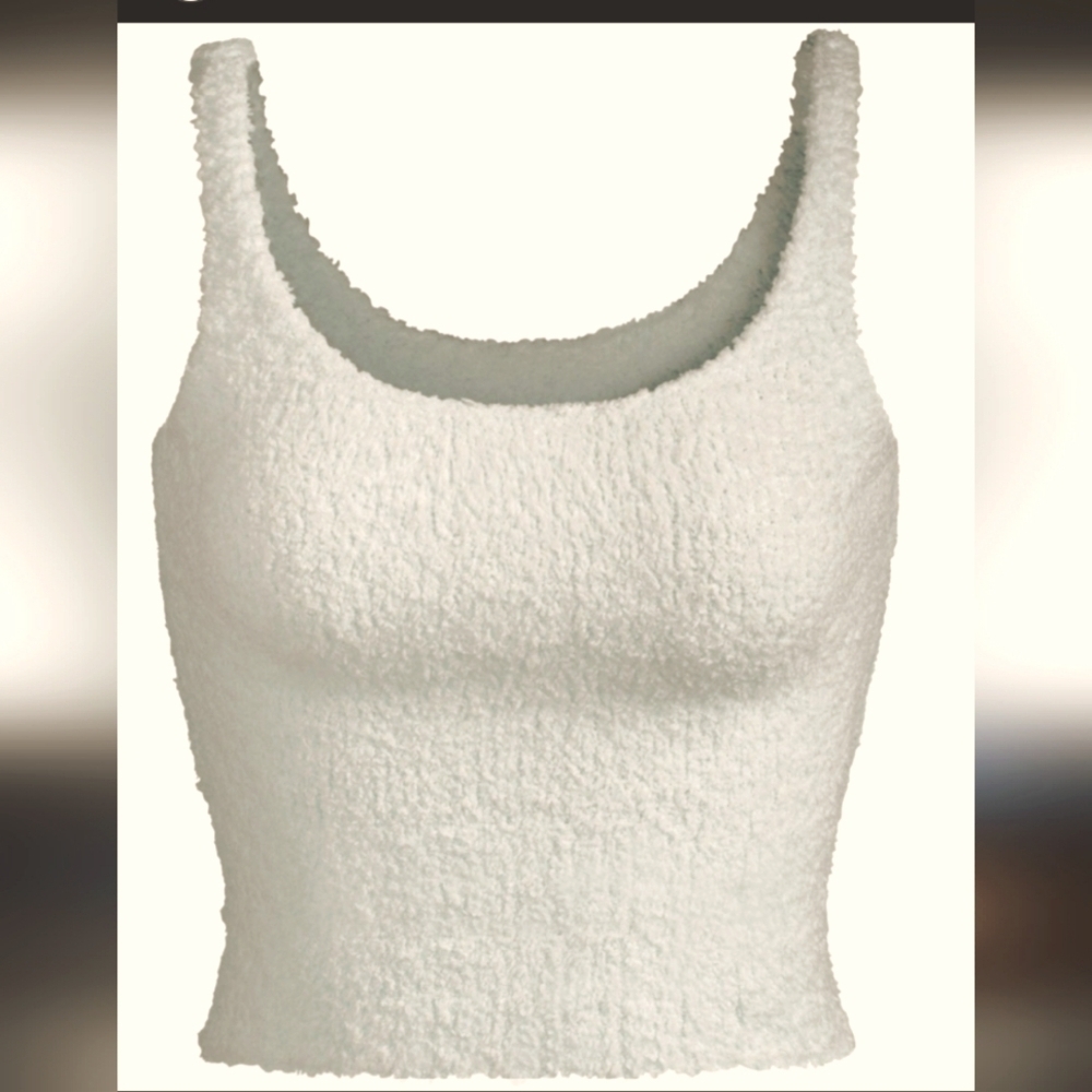 New SKIMS Lounge Tank Top Teddy Fuzzy White L/LX